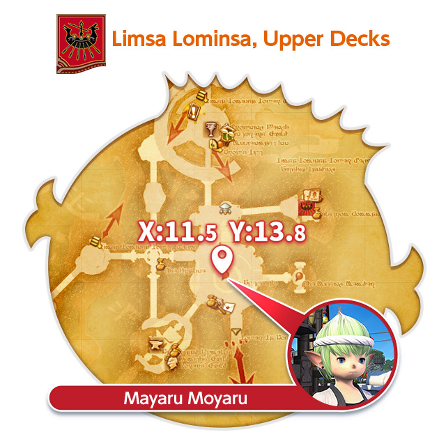 Limsa Lominsa, Upper Decks X:11.5 Y:13.8 Mayaru Moyaru