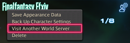 ff14 visit another world server